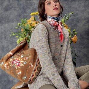 NWT Johnny Was Space Dyed Side Slit Alpaca Wool Pullover Sweater L